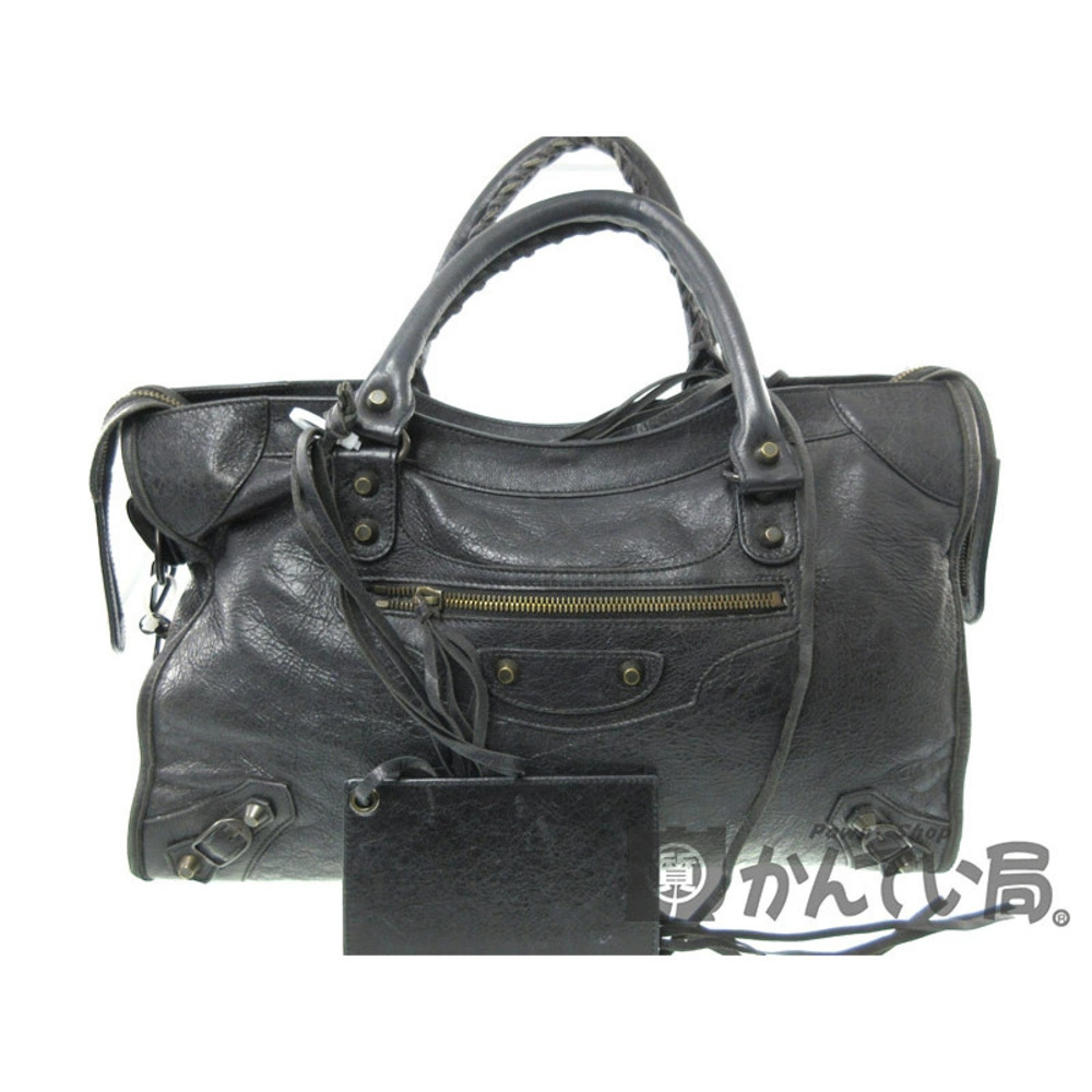 BALENCIAGA The City Bag Shoulder Handbag Leather Black